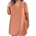 thumbnail image 1 of QIPOPIQ Robes pour Femmes Grande Taille Manches Courtes Robe T-Shirt Ajustée Col en V Robe T-Shirt Décontractée Évasée avec Poches Liquidation, 1 of 5