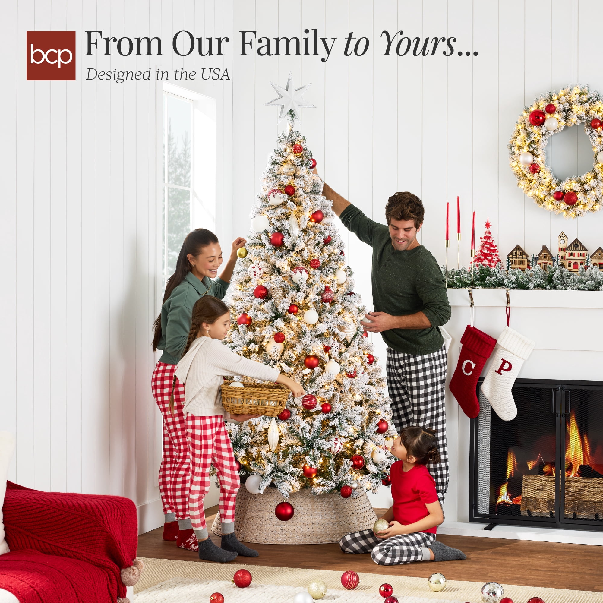 Best Choice Products 4.5ft Artificial Christmas Tree w/ Twinkling Lights, Full Flocked Pre-Lit Pine, 200 Lights