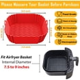 thumbnail image 2 of YWC- 8 Pouces Doublures en Silicone pour Friteuse Carrées (2 Pack) Rouges et Noires Inserts Réutilisables Antiadhésifs avec Poignées pour Cuisson Sans Dégâts et Résistance à la Chaleur – Compatibles avec Ninja COSORI Chefman et Plus, 2 of 4
