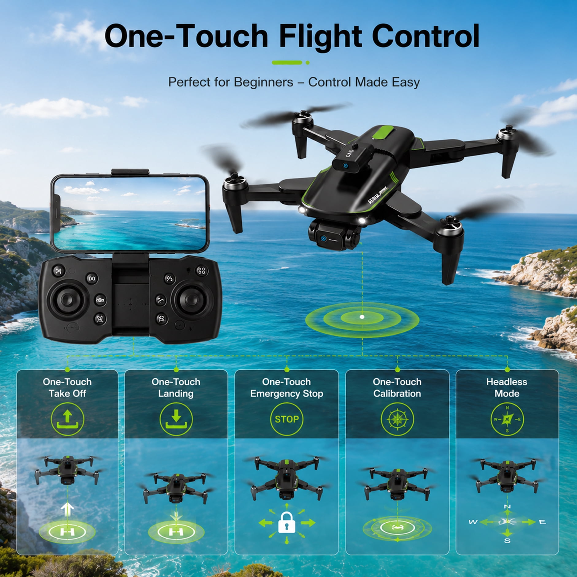 VILINICE 1080P Drone with Cameras for Adults, Foldable FPV Quadcopter with Brushless Motor, Obstacle Avoidance, Gesture & Trajectory Control, Headless Mode, Video HD Dual-Camera Drones for Beginners