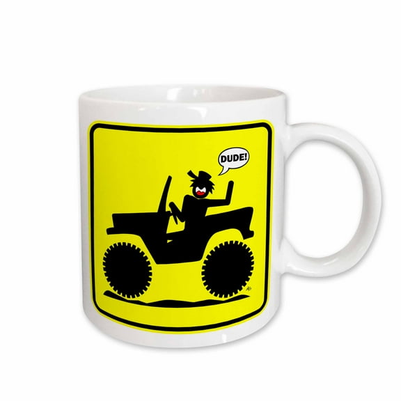 3drose, Car Dude Yellow Sign 1, 15oz Mug