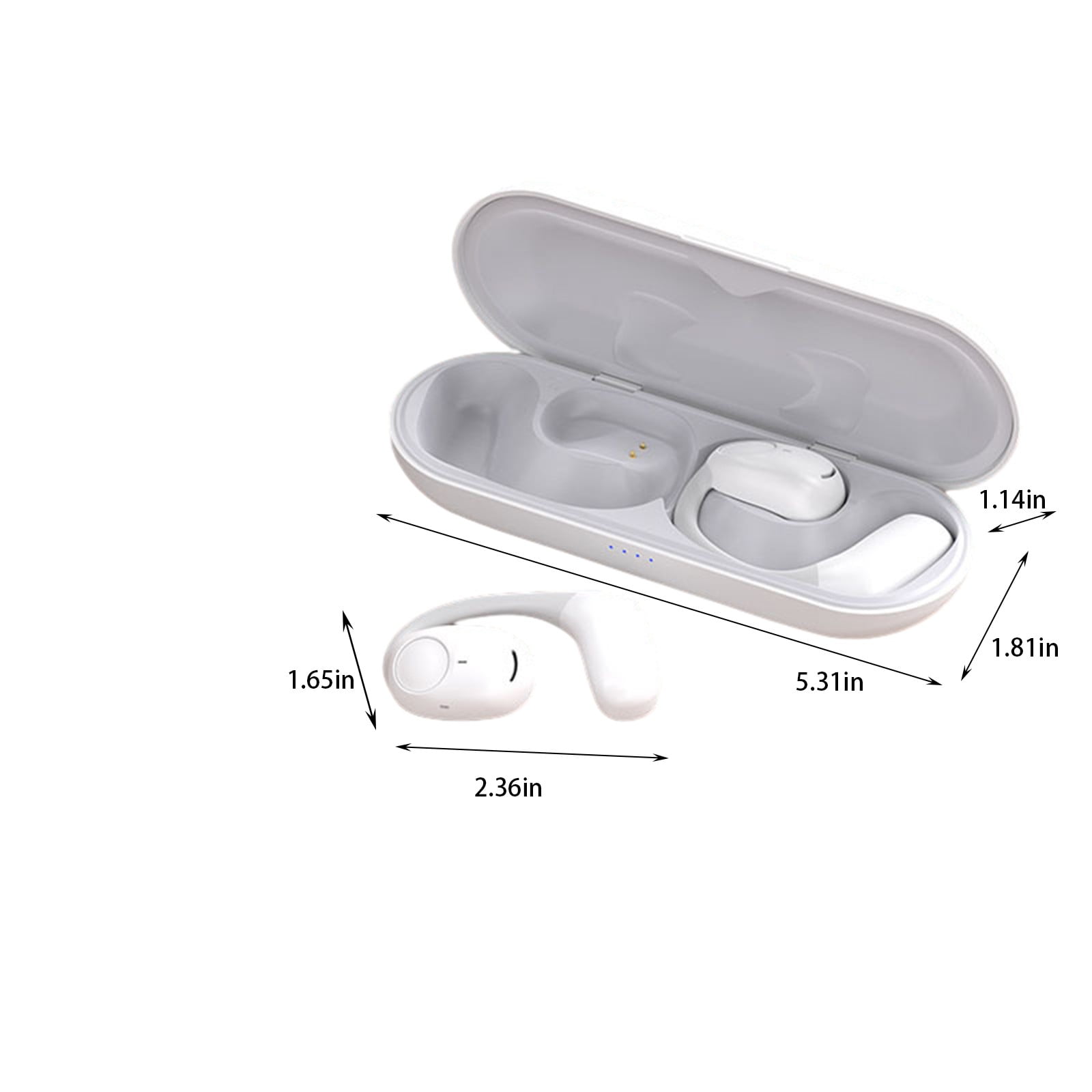 Open Ear Clip Wireless Earbuds Bluetooth 5.4, Lightweight Comfort Sports Bone Conduction Headphones Built-in Mic for Clear Audio, Stable Fit Earphones 24H Play(White)