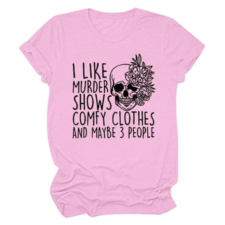 

Workout Tops for Women Going Out Tops for Women Women s Casual Round Neck Short-sleeved Letter Floral Skull Printed T-shirt Top Western Shirts for Women Savings Clearance Workout Shirts