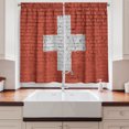 thumbnail image 2 of Ambesonne Switzerland Kitchen Curtains, Flag Painted on Wall, 55"x30", Cinnamon and Pale Grey, 2 of 3