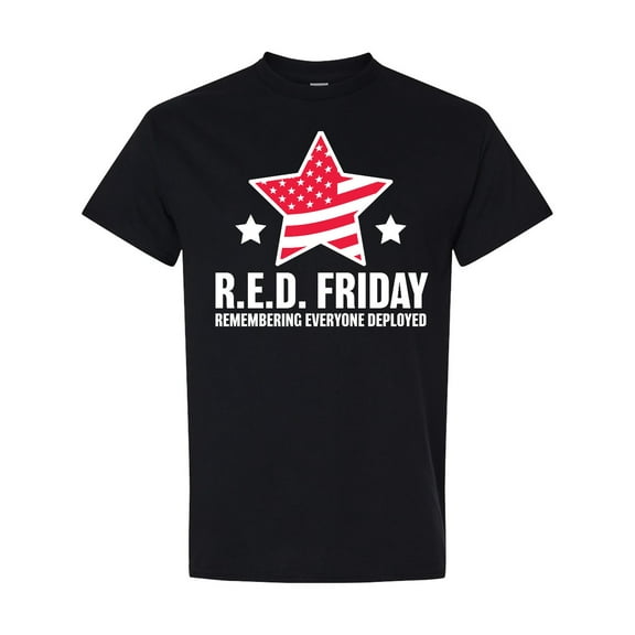 Inktastic Red Friday Remembering Everyone Deployed with Red American Flag T-Shirt