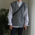 thumbnail image 4 of Chalecos de punto sin mangas para hombres, ropa popular coreana, chaleco holgado, ropa de calle abierta vintage, suéter informal de cachemira para hombre, 4 of 4