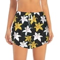 thumbnail image 3 of Uemuo Lilies Flowers Pattern Women's Athletic Shorts High Waisted Running Shorts with Liner Pockets Gym Elastic Workout Shorts-Medium, 3 of 9