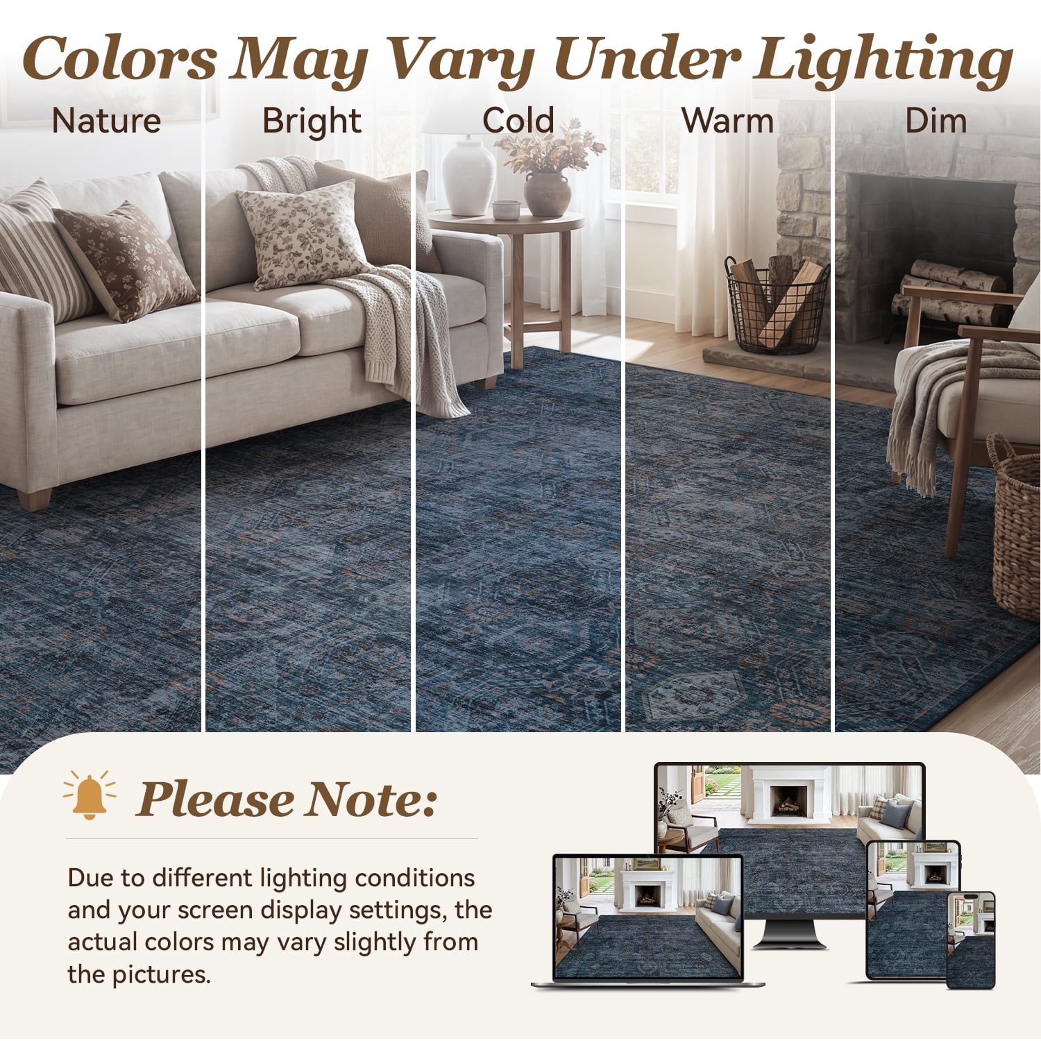 SIXHOME 8'x10' Area Rugs for Living Room Modern Area Rugs Machine Washable Rugs Blue