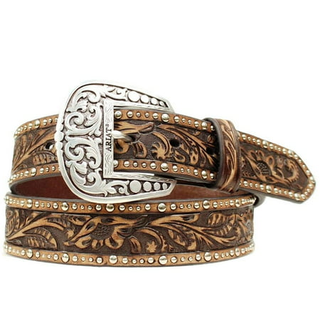 Ariat - Ariat Western Belt Womens Leather Embossed Inlay Nail Brown ...