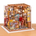 thumbnail image 1 of Kit de casa de muñecas ROBOTIME en miniatura para biblioteca, casa de biblioteca, 195 x 175 x 175 mm, 1 of 8