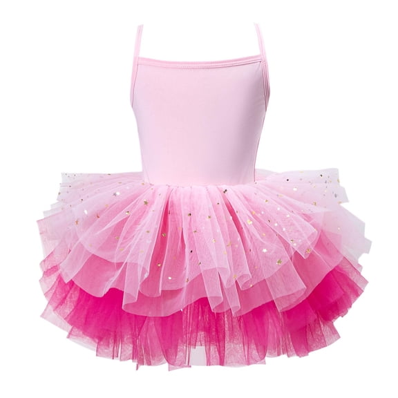 ATOGUTA Girl's Ballet Leotards Dance Ballet Leotard with Skirt Ballerina Dresses Tutu Outfits Ballet Leotards Size 1T-6, Pink