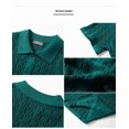 thumbnail image 4 of Men's Short Sleeve Knit Button-Down Shirt, Textured Cable Knit Polo Collar Casual Summer Shirt, 4 of 11