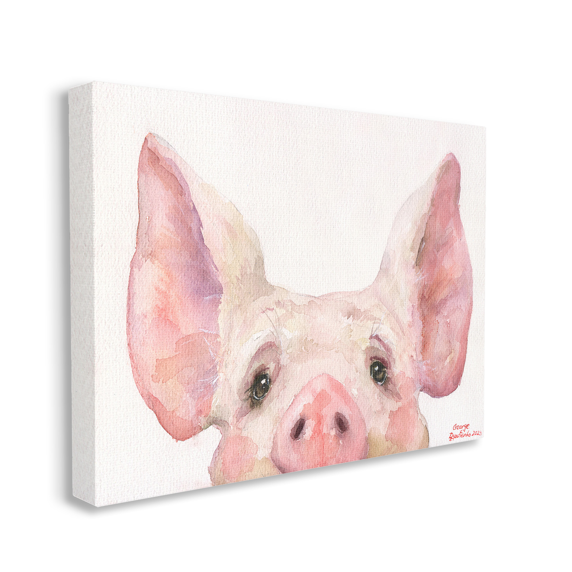 Stupell Industries Piglet Peeking Portrait Animals & Insects Painting Gallery Wrapped Canvas Art Print Wall Art, 20 x 16