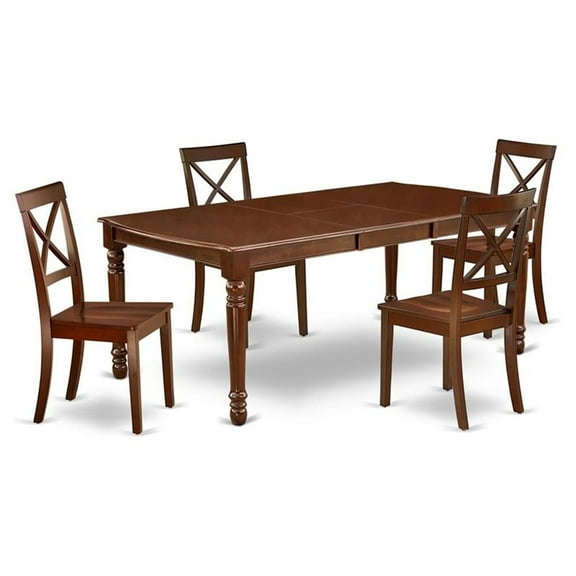 Atlin Designs 5-piece Dining Set with Wood Seat in Mahogany