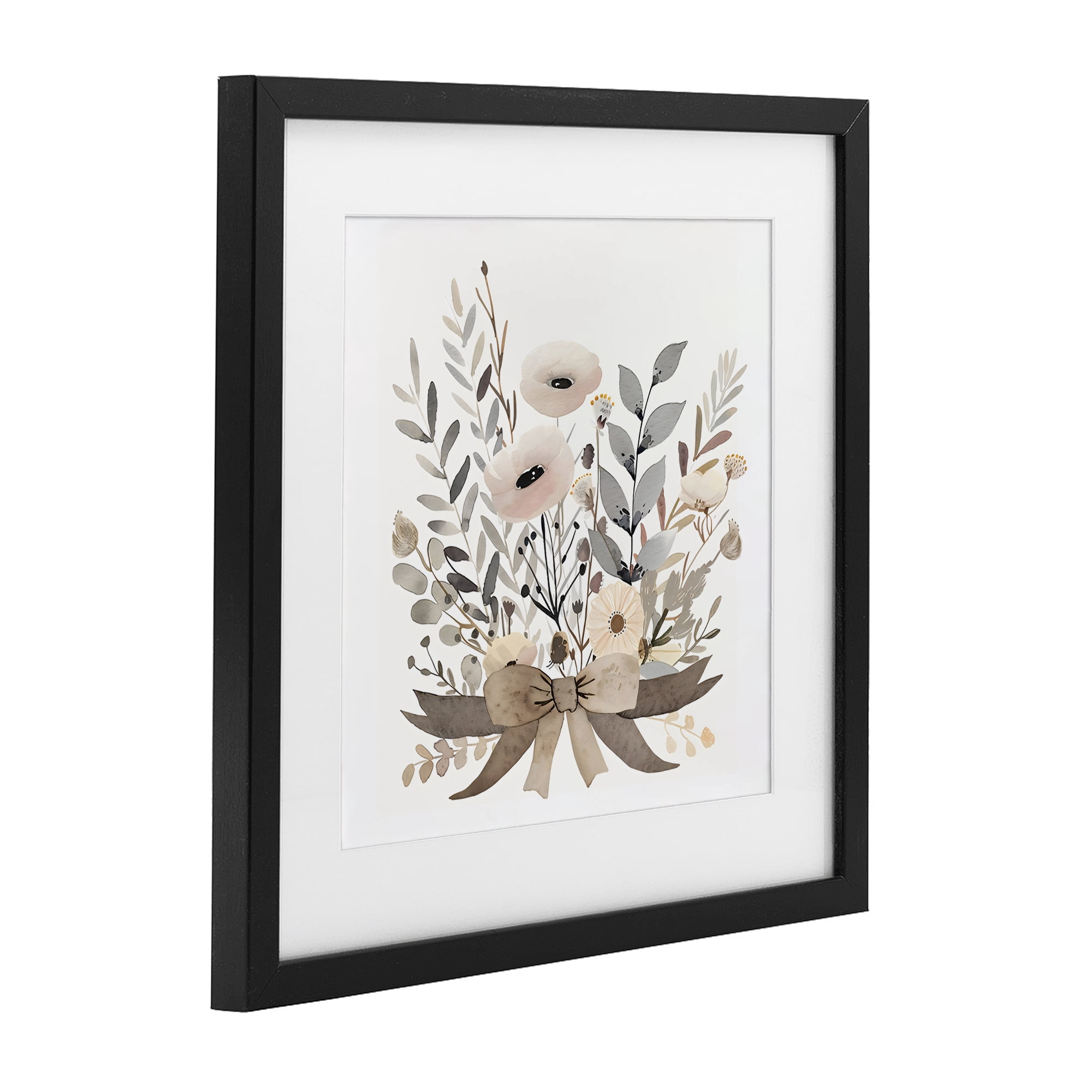 Stupell Industries Neutral Floral Bouquet Beige Black Framed Print Under Glass, design by Creative Studio