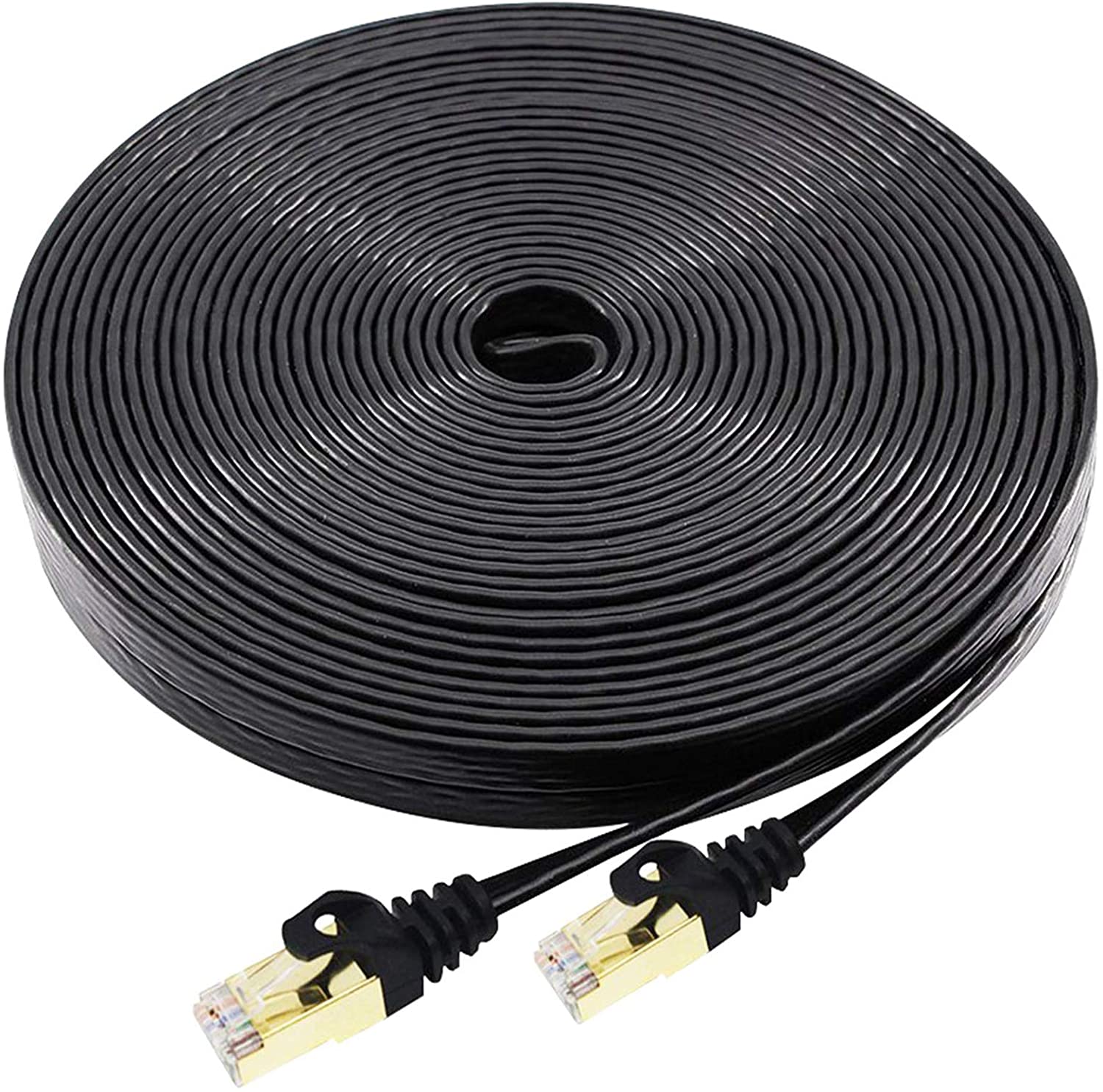 Cat7 Cable 100 FT with Cable Clips, BUSOHE Cat7 Flat RJ45