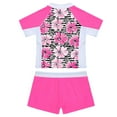 thumbnail image 2 of inhzoy Kids Girls Rash Guard Swim Shirt Tankini Bikini Set Shorts Floral Pink 14, 2 of 3