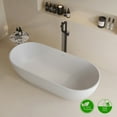 thumbnail image 3 of Rainlex 69" Freestanding Bathtub, Oval Shaped Stone Resin Freestanding Tubs, Solid Surface Matte White Soaking Tub with Overflow and Pop-up Drain RX-S05-69, 3 of 12