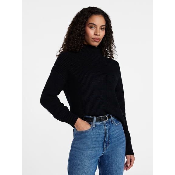 Time and Tru Women's Funnel Neck Sweater, Midweight, Sizes XS-XXXL