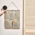 thumbnail image 2 of Jute textile hanging organizer with pockets, over door storage organizer, light brown, 1 pc., 2 of 5