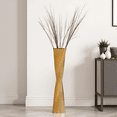 thumbnail image 6 of Tall Gold Resin Floor Vase - 23.6 Inch Modern Square Twist Vases for Home Decor, Large Decorative Vase for Dried Flowers, Pampas Grass, Centerpiece - Modern Gold Floor Decor, 6 of 8