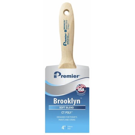Premier 4" Wall Soft, Polyester Bristle, Paint Brush, Hardwood Handle 17315