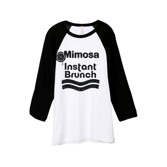 Mimosa Instant Brunch Unisex 3/4 Sleeves Baseball Raglan T-Shirt Tee White Black X-Small