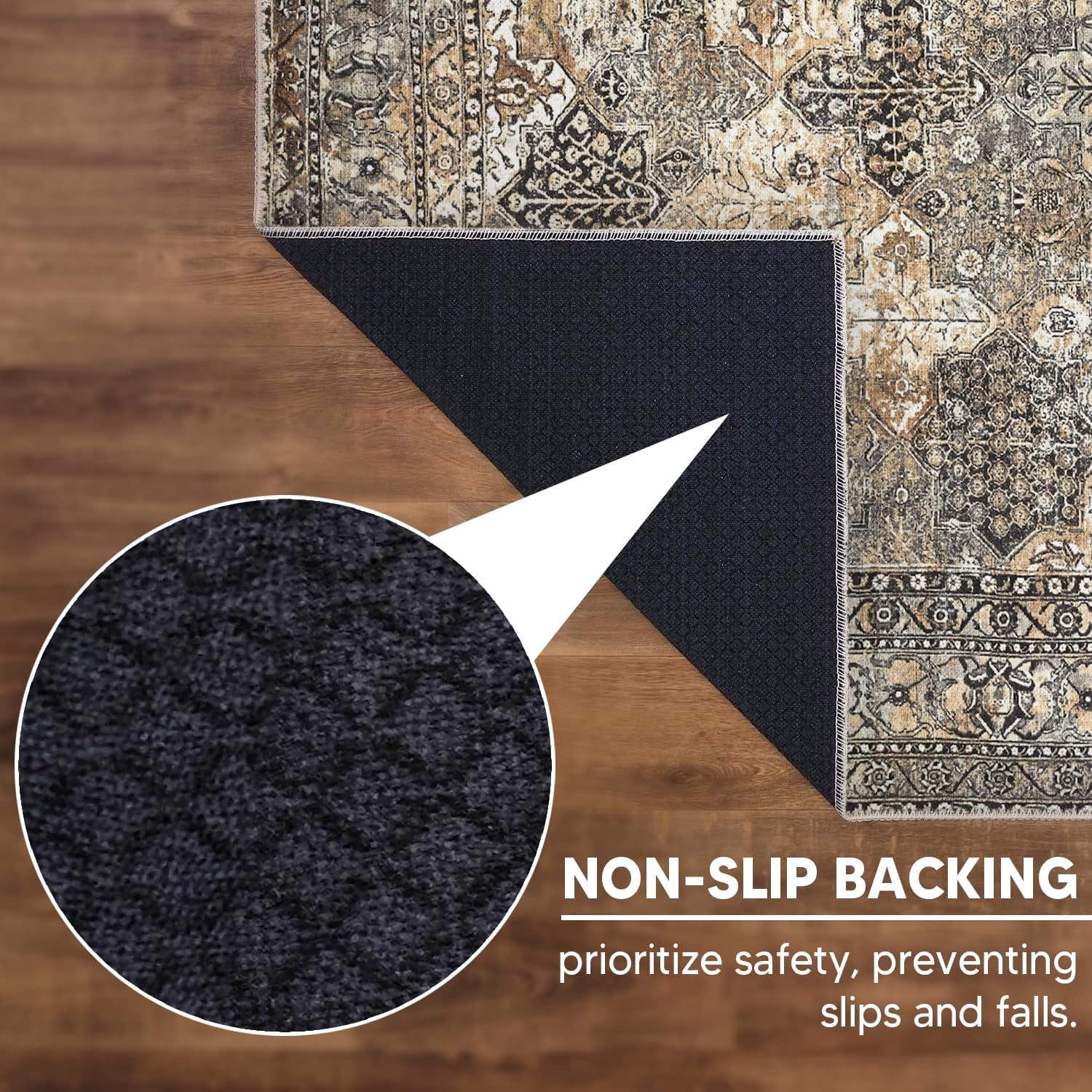 Keen Home Design Machine Washable Area Rugs with Non-slip Backing, Ideal for Hallway, Living Room, Bedroom, Kitchen and Laundry Room, Vintage Moroccan and Low Pile Rug - ( 5' x 7' )