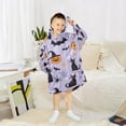thumbnail image 6 of FORMRS Wearable Blanket Hoodie with Sleeves for Kids Cozy Flannel Sweatshirt, Purple Halloween Pumpkin, 6 of 7