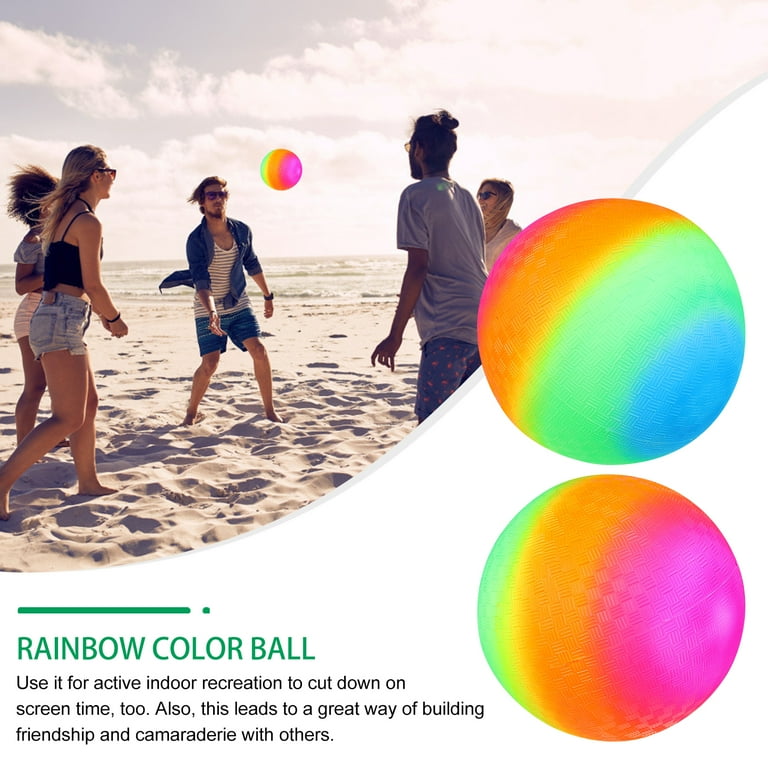 2Pcs 16cm Child Flapping Ball PVC Inflatable Ball Outdoor Rainbow 