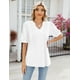 thumbnail image 2 of Blusa YLIRJ White Fashion de manga corta con cuello en V para mujer, 2 of 6