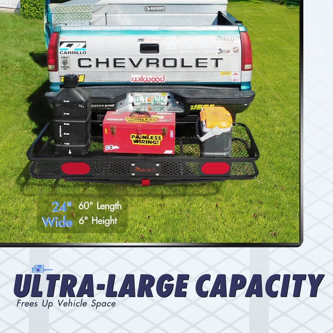 King Bird 60"x24"x6" Folding Hitch Cargo Carrier HD Steel for Trailer, Fits 2" Receiver