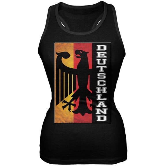 World Cup Germany Deutschland Eagle Silhouette Black Juniors Tank Top