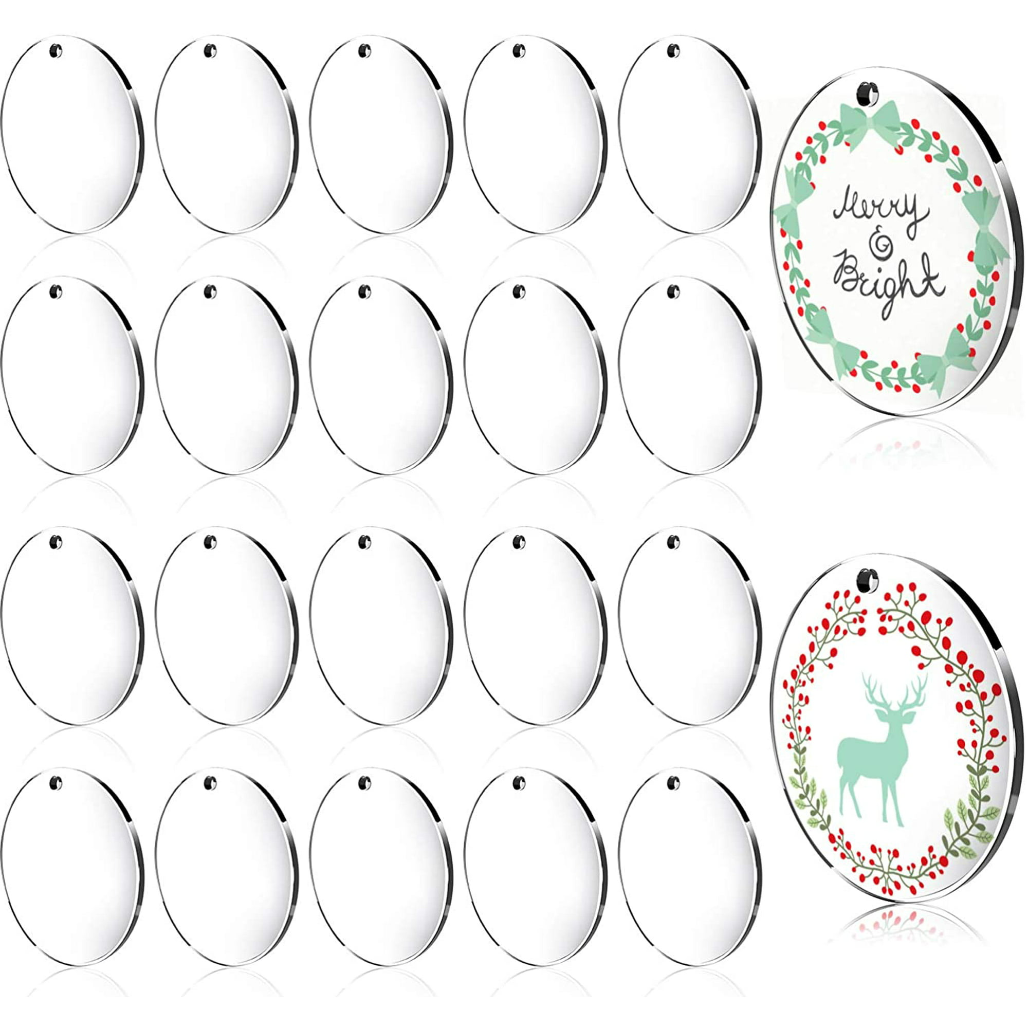48 Pièces Acrylique Transparent Cercle Disques Ensemble de Décoration de  Noël Trousseau Blancs Rond Clair Transparent Acrylique Étiquettes pour  Projets de Bricolage, 2 Pouces x 2,3 mm