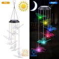 thumbnail image 2 of Carillón de viento solar, carillón de viento de mariposa que cambia de color, LED solar, decoración interior y exterior impermeable para jardín, fiesta, patio, césped, patio, porche, terraza, terraza, 2 of 5