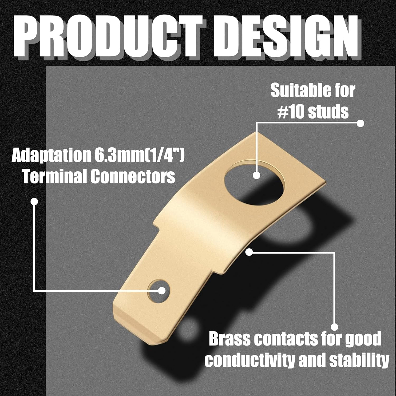 25 No Solder Quick Disconnect Adapters Non-Insulated Wire Connectors, 1/4 Inch Male, #10 Stud Brass Male Fork Adapter Brass Copper Wire Connector Ring Terminal Electrical Supply