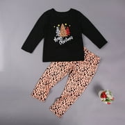 Family Matching Pajamas for Christmas, Dad Mom Kid Baby and Pet Cartoon Printed Leopard Sleepwear Homewear Sets