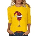 thumbnail image 2 of ZRGHAOYLQ Christmas Wine Glasses Graphic Shirts Womens Christmas 3/4 Sleeve T Shirts 2025 Comfy Crewneck Casual Loose Pullover T-Shirts, 2 of 4