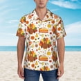 thumbnail image 2 of Pofeuu Thanksgiving With Turkey Print Hawaiian Shirt for Men Sleeves Casual Button Down Summer Beach Dress Shirts T-Shirts,Large, 2 of 7