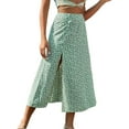 thumbnail image 2 of Women's Floral Print Midi Skirts Mid Waist Side Slit Casual Skirts, 2 of 8
