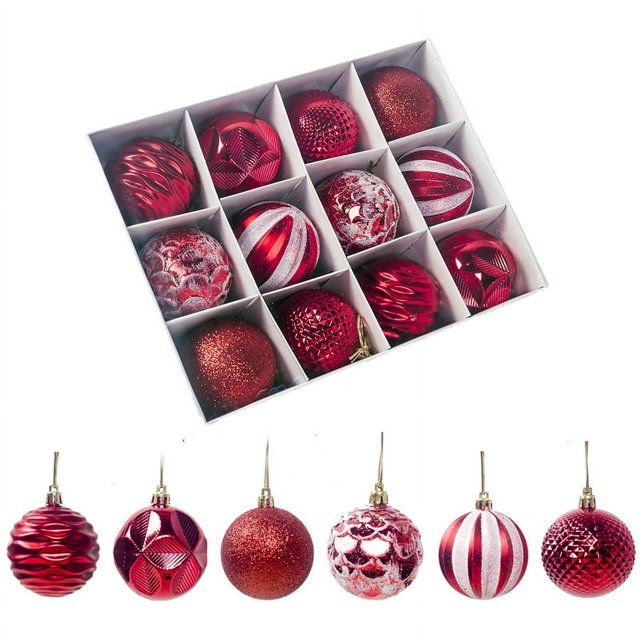 Adornos para árbol de Navidad, bolas decorativas de 6 cm, bolas colgantes de Navidad, caja de 12 unidades