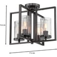 thumbnail image 3 of Elements 14.5 in. 4-Light Charcoal Industrial Semi-Flush Mount with Clear Rain Glass Shades and 4 Vintage Style Bulbs, 3 of 6