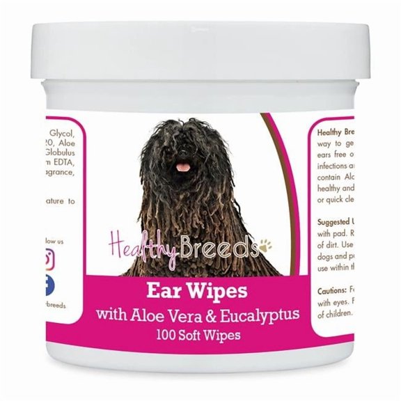 Healthy Breeds 192959824490 Pulik Ear Cleaning Wipes with Aloe & Eucalyptus for Dogs - 100 Count