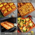 thumbnail image 6 of Air Fryer Basket for Oven, 2 Set Stainless Steel Air Fryer Pan and Crisper Tray, Non-stick Oven Air Fryer Basket for Baking and Crispy Foods Chicken, French Fry and Frozen Food (9.6 x 12.8 Inch), 6 of 7