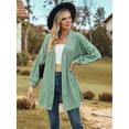 thumbnail image 3 of Women'S Crochet Open Cardigan Long Sleeve Cover Up Summer Dark Green S, 3 of 8