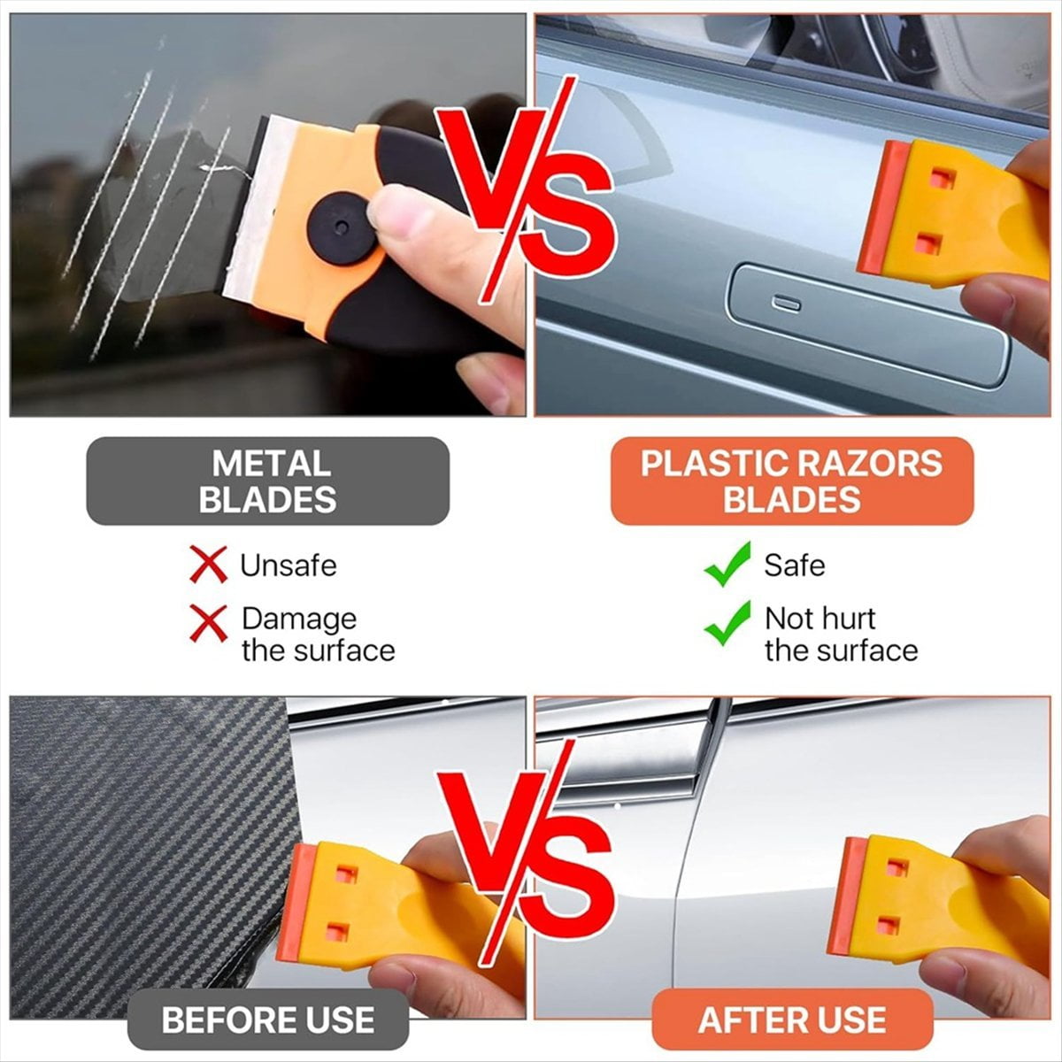 500 Pcs Plastic Razors Blades, Double Edged Blades, Plastic Knife Blades Replacement Suit for Cleaning Glass