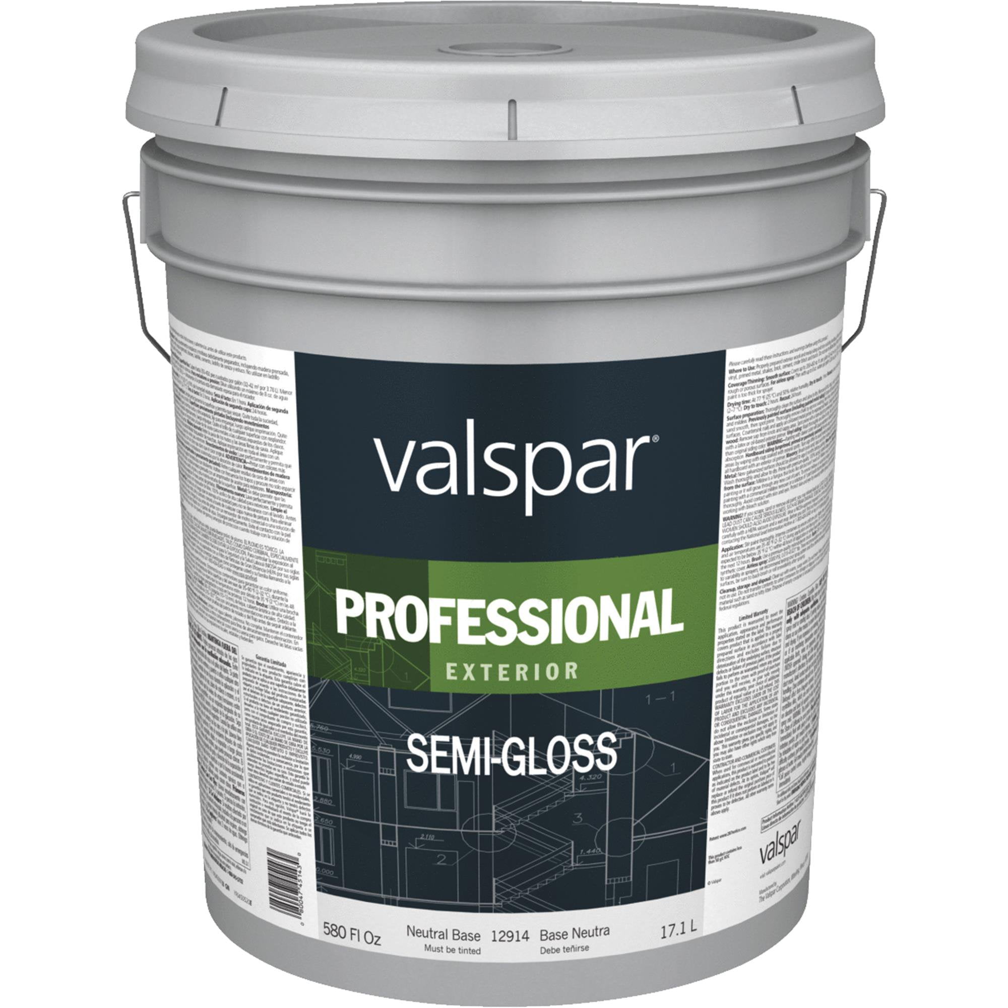 Valspar 12914 Professional Exterior House Paint, Neutral Base, Semi