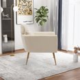thumbnail image 3 of Modern Accent Chair with Pillow, Leisure Wingback Chair with Gold Metal Leg and Armrest. Padded Seat Single Sofa Chair for Living Room Bedroom Office, Beige, 3 of 7
