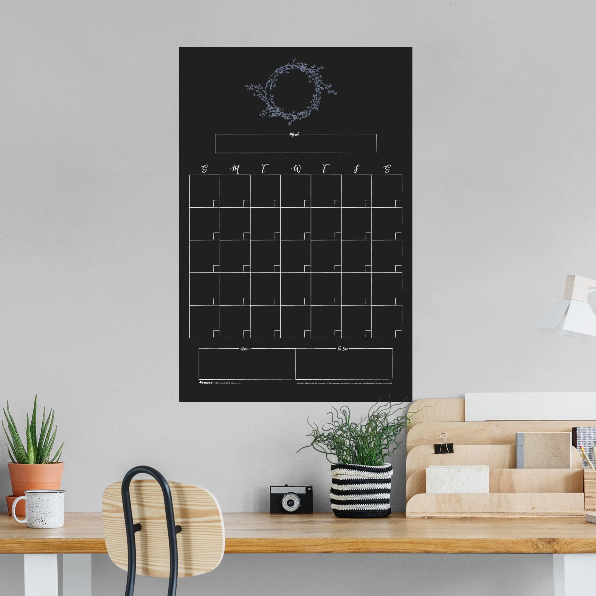 Fathead Dry Erase One Month Calendar Chalkboard Monogram Design X