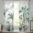 thumbnail image 3 of Summer Palm Trees Semi Sheer Curtains 96 Inch Length 2 Panels Set, Botanical Tropical Leaves Sheer Kitchen Curtain Privacy Voile Window Curtain for Living Room Bedroom Rod Pocket Drapes, 3 of 7